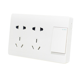 雅白118型明开关插座一开双控十孔明装插座明线盒1开10孔接线板装