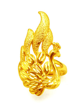 24k镀金越南沙金欧币大开口戒指