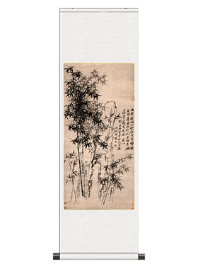 石竹郑板桥国画丝绸卷轴礼品