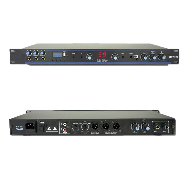 DSP-1500前级效果器KTV卡拉OK公共广播会议工程MP3播放混响效果器