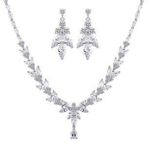新娘锆石项链耳环套装婚礼饰品结主婚纱晚礼服配饰晚宴轻奢华首饰