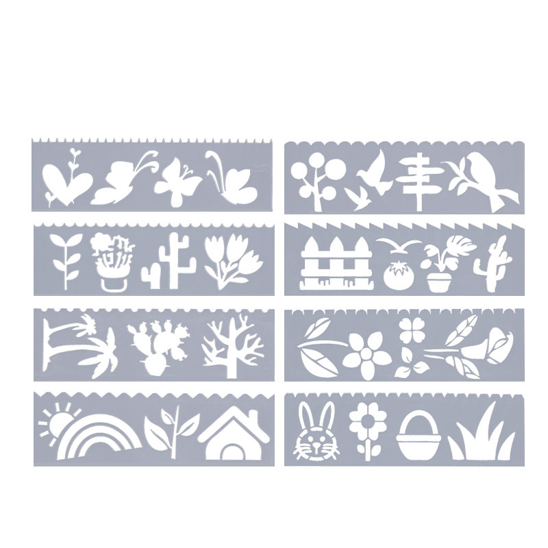 卡通儿童花边尺diy手工相册材料制作画画模板绘画图镂空工具配件