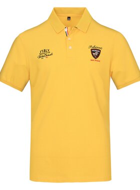 品牌黄色短袖t恤翻领纯棉保罗衫