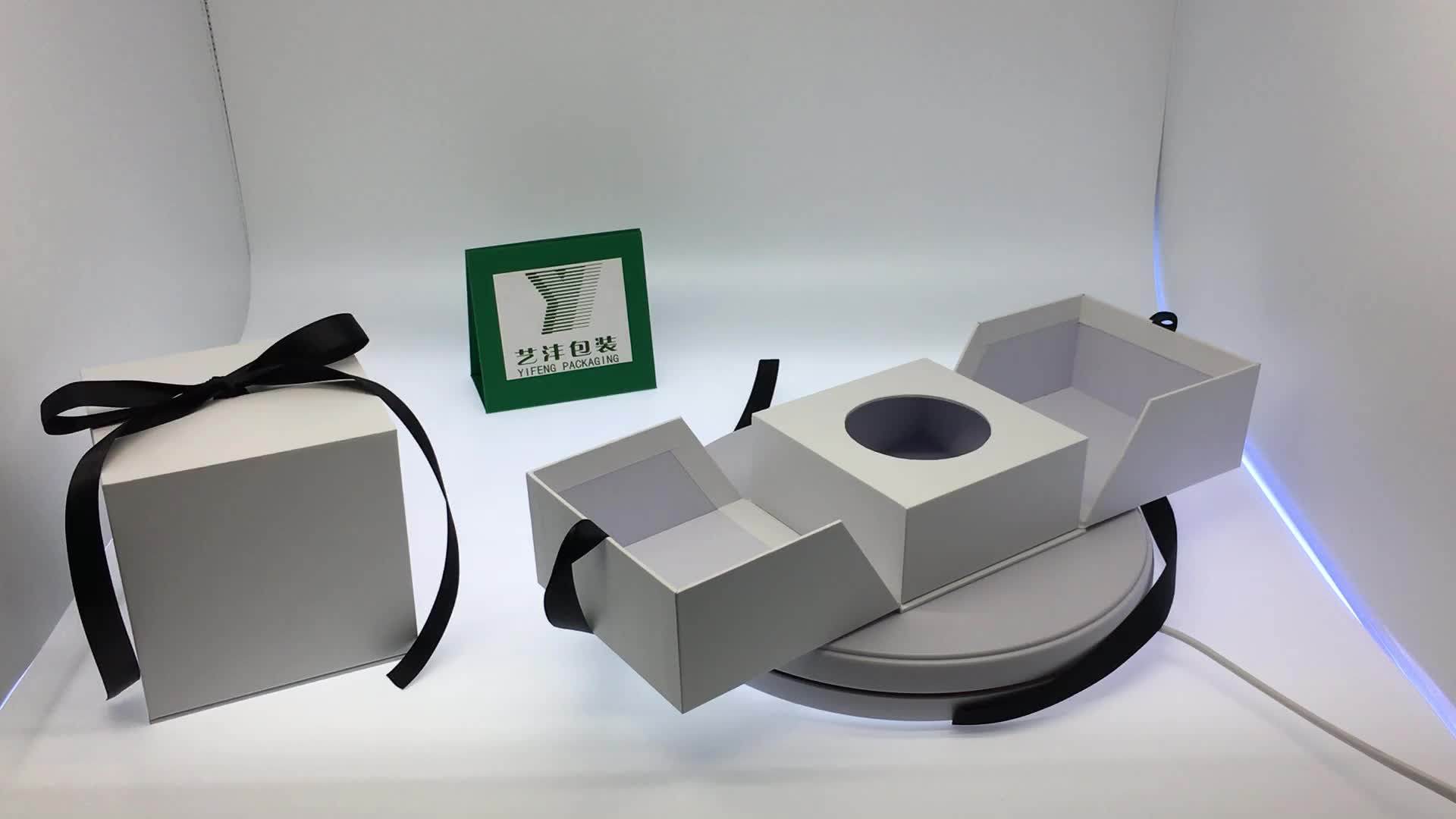 Luxury Fashion Design White Silk Ribbon Cardboard Aroma Candle