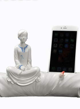 支架音响创意白瓷笔筒摆件名片夹