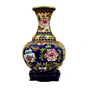 北京特色景泰蓝花瓶8寸花丝留香瓶铜胎珐琅嘟噜瓶/家居摆件工艺品