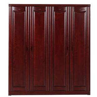 顺心家具实木衣柜小户型家用四门卧室衣橱木质大容量中式实木衣柜