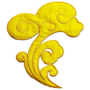 大号底布金边刺绣蘑菇祥云花纹补丁布贴民族表演太极服饰DIY辅料