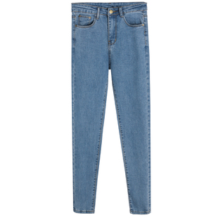 紧身牛仔裤女裤子2022春秋新款韩版高腰显瘦胖mm大码小脚铅笔长裤