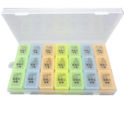 大容量一周药盒老人便携七天提醒