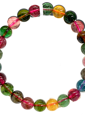 小众招财玻璃体单圈轻奢碧玺手链