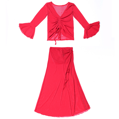 肚皮舞服装女2024新款套装仙女款东方舞初学者练功服秋冬演出表演