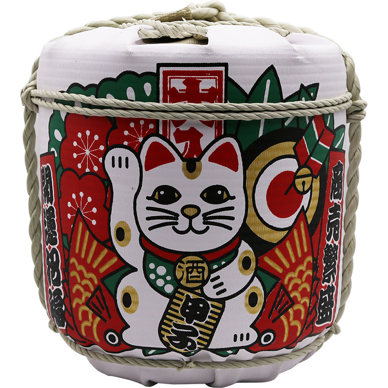 寿司店日式装饰酒樽酒桶招财猫酒樽日本料理店摆设品寿司装饰酒桶