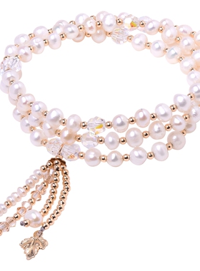 多圈天然珍珠手链女原创设计