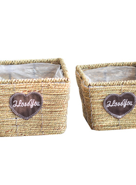 小花篮摆件花盆装饰草编客厅插花