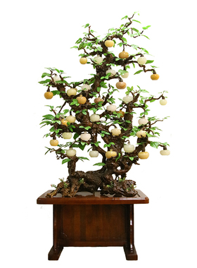 天然玉石苹果树工艺品摆件