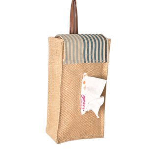 如故 zakka布艺黄麻纸巾盒防潮纸巾套抽纸盒挂袋 黄麻挂式纸巾盒