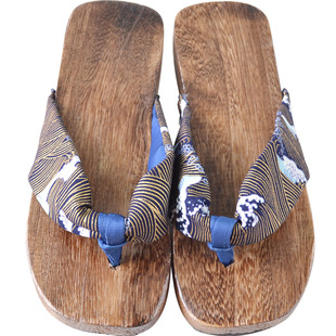 新中式木屐女中国风汉服夏人字拖cos木拖鞋青海波夹脚拖鞋