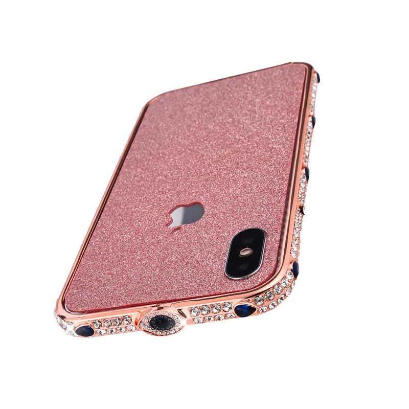 适用苹果14pro max手机壳带钻iphone13金属边框水钻12/11奢华闪粉