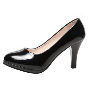 舒适学生正装面试职业黑色高跟鞋中跟礼仪软皮鞋空乘工作鞋女单鞋