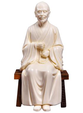 戴玉堂陶瓷摆件《玉黄瓷弘一法师像》林建胜佛像装饰客厅艺术品