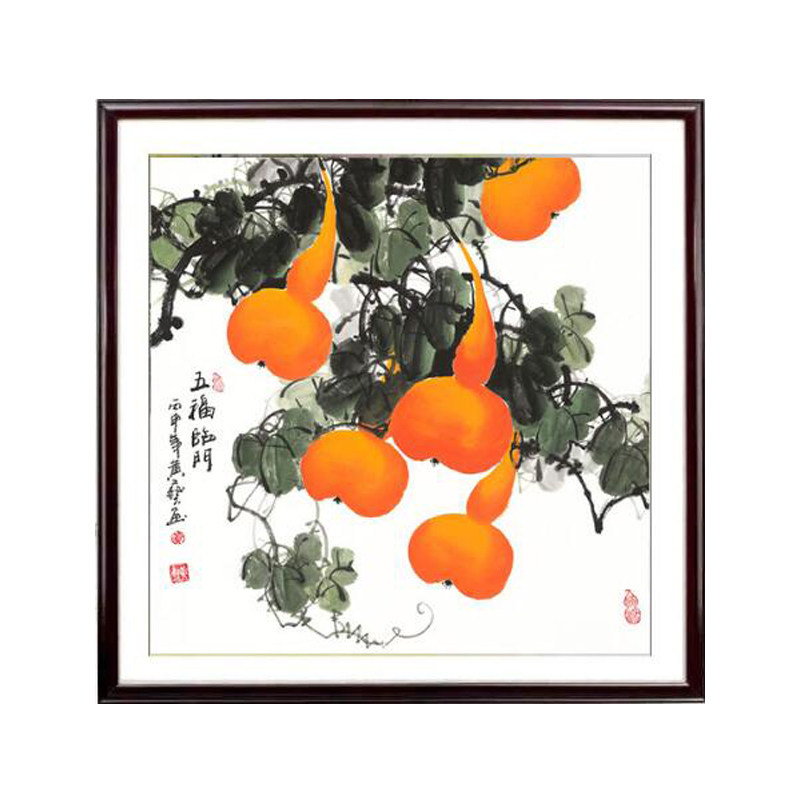五福临门葫芦水墨画十字绣线绣