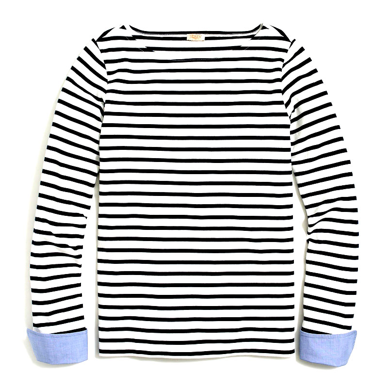 现货 美国J.CREW/JCREW女士经典百搭纯棉条纹长袖船领长袖T恤