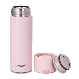 MIGO不锈钢真空直身保温杯0.37L茶滤时尚男女士水杯子办公保暖杯