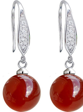 耳环天然玛瑙s925女长款防过敏