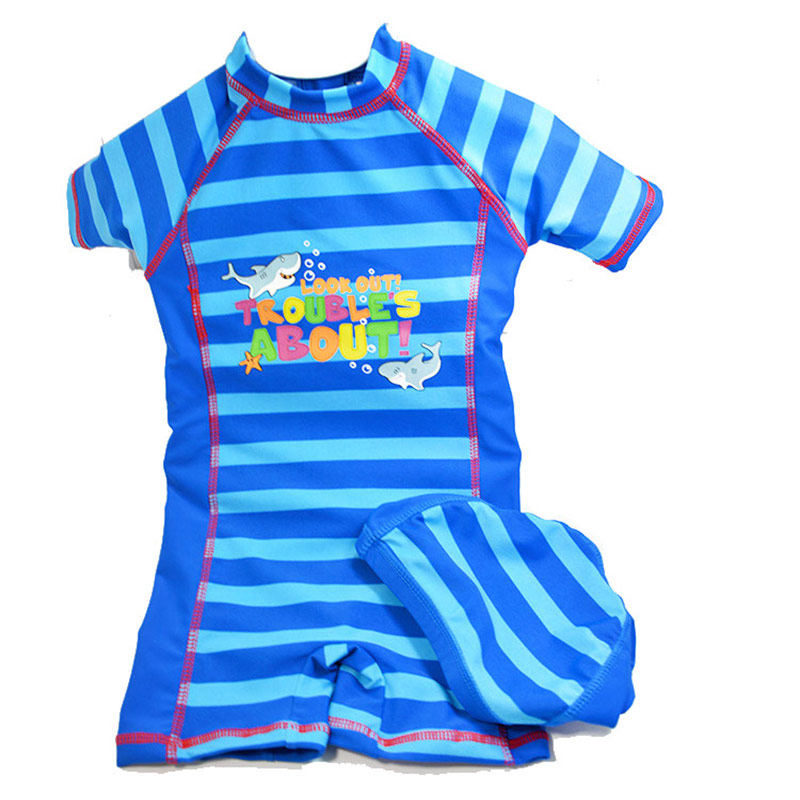 条纹冲浪服欧美短袖幼儿游泳衣