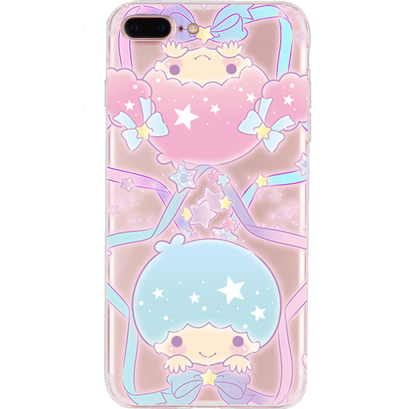 适用于可爱卡通双子星iPhoneX手机壳苹果8plus透明7软套xsmax全包