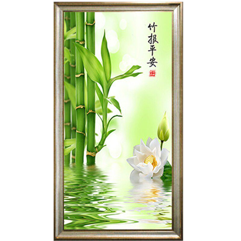 2026新款手工点钻石画玄关竖版走廊竹报平安满钻粘钻贴线绣十字绣