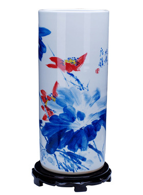 手绘景勤陶瓷箭筒落地摆件