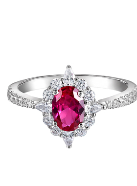 卓蝶珠宝仿红宝石戒指纯银饰定制