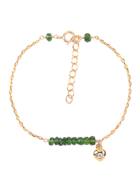 THISNESS 圣诞特辑 天然透辉石纯银镀金爱心手链