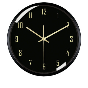 天波石英钟表黑色经典简约数字现代客厅创意挂钟时尚时钟静音挂表