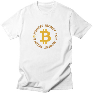 比特周边bitcoinBTC诚实图案男女士极客geek圆领白色短袖T恤包邮