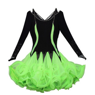 三步踩舞服装裙连衣裙表演出服高端拉丁舞连衣裙伦巴恰恰大摆长裙