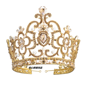 范丞丞同款男士巴洛克金色皇冠头饰选秀新娘王冠奢华大气宫廷女王