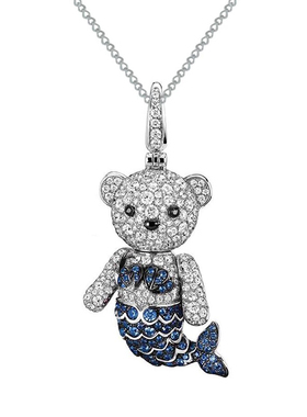 实心纯银铂金精工镶嵌莫桑钻吊坠