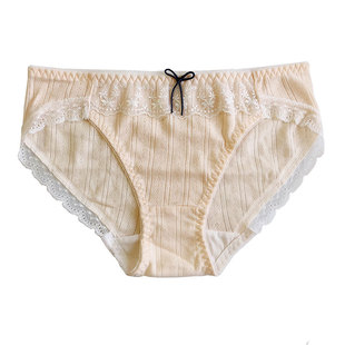 买三送一日系舒适纯棉面料蕾丝边性感中低腰诱惑内裤女呼吸透气棉