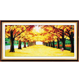 刺绣软裱苏州刺绣单面绣高等装饰型挂画礼仪拜访金光大道黄金满地