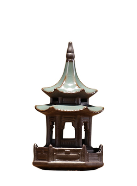 创意六角亭子陶瓷摆件客厅办公室