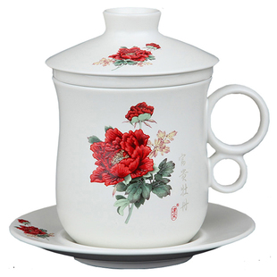 台湾建窑茶杯 陶瓷过滤办公杯 马克杯 夏荷美景3348四件杯 水杯