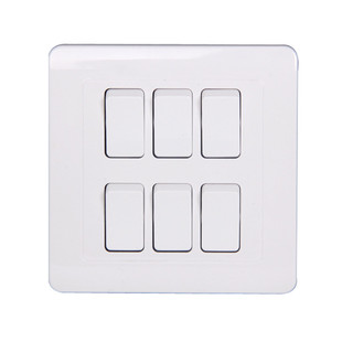 粤奇美六位开关86型六开单控6小按键家装16A大功率六路面板开关