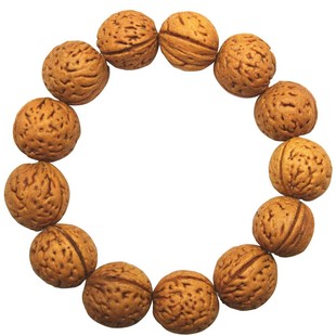 精品野桃核手串野生正圆脑纹蟠桃核手串手持矮桩原籽文玩男