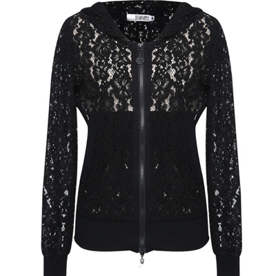 25秋冬后构想黑蕾丝修身连帽衫