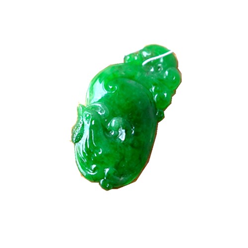 【木古口十】天然缅甸玉老坑A货翡翠冰种福瓜莲蓬花青片 葫芦吊坠