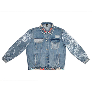 周杰伦同款MRJ爷们军火箱礼盒杰迷礼物 水洗破洞牛仔夹克国风外套