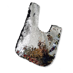 原创手工 特殊材质 银黑色亮片日式手拎包袋珠片套结手腕包 文艺